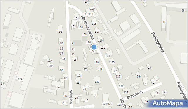 Radom, Młodzianowska, 114, mapa Radomia