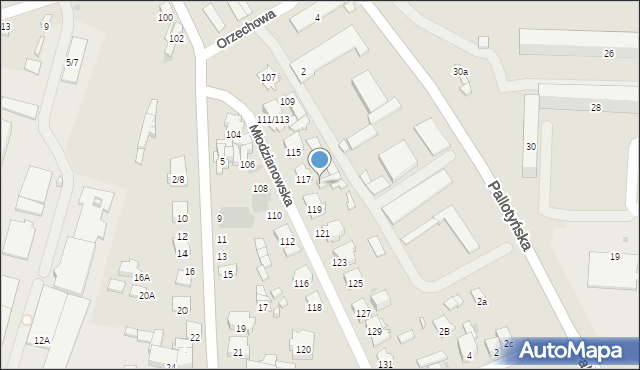 Radom, Młodzianowska, 117a, mapa Radomia