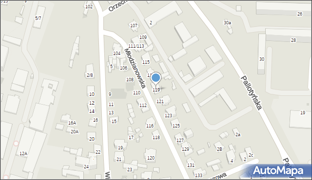 Radom, Młodzianowska, 119, mapa Radomia