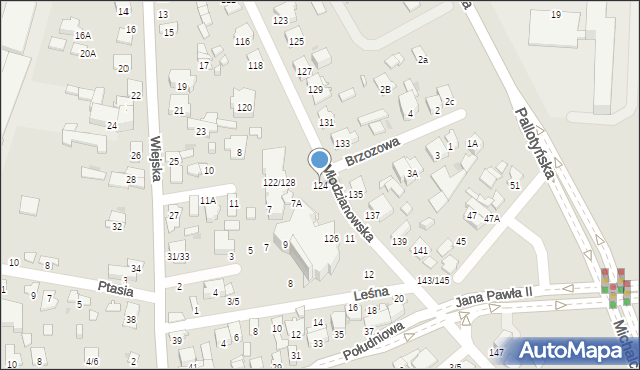 Radom, Młodzianowska, 124, mapa Radomia