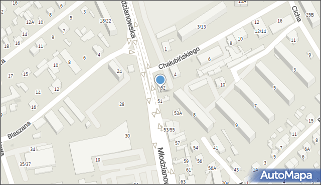 Radom, Młodzianowska, 49, mapa Radomia