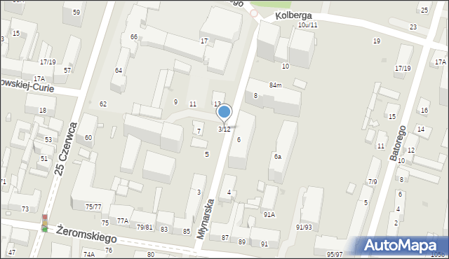 Radom, Młynarska, 3/12, mapa Radomia