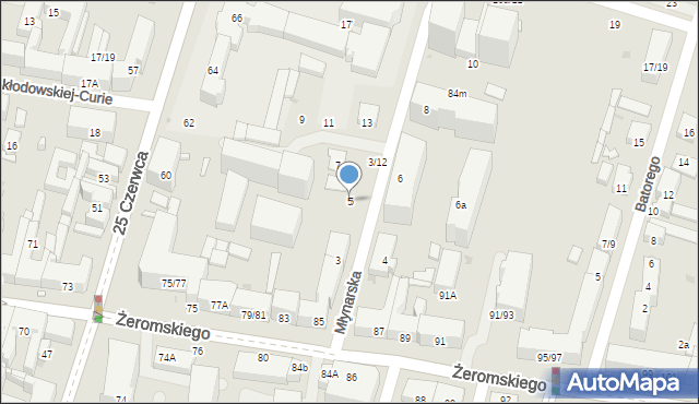 Radom, Młynarska, 5, mapa Radomia