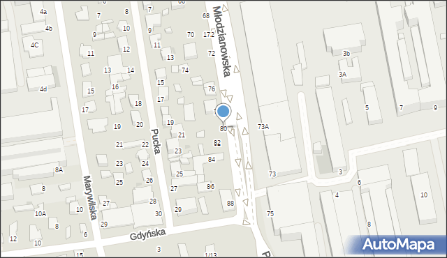 Radom, Młodzianowska, 80, mapa Radomia