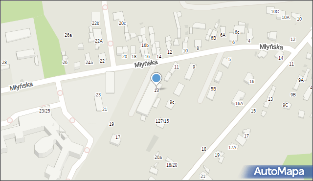Radom, Młyńska, 13, mapa Radomia