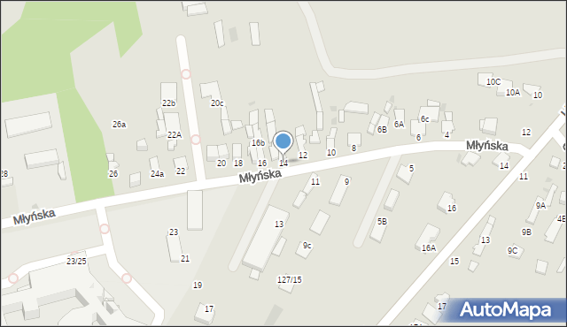 Radom, Młyńska, 14, mapa Radomia