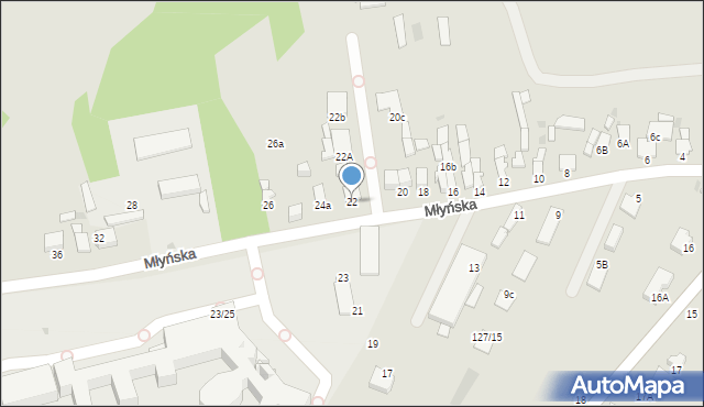 Radom, Młyńska, 22, mapa Radomia