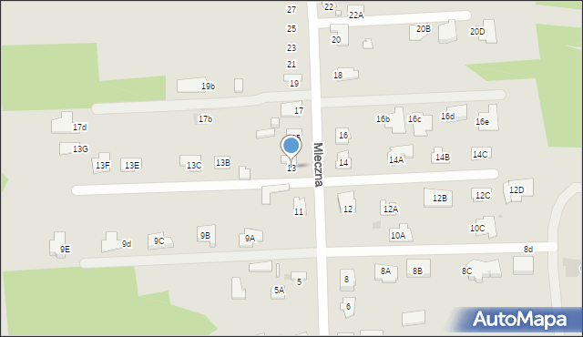 Radom, Mleczna, 13, mapa Radomia