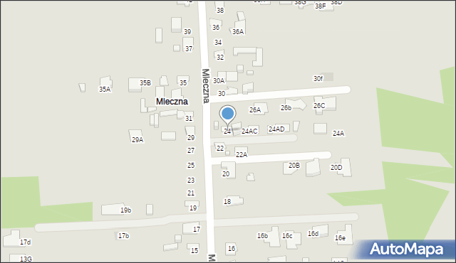 Radom, Mleczna, 24, mapa Radomia