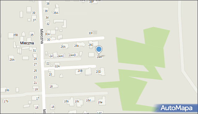 Radom, Mleczna, 24A, mapa Radomia