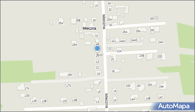 Radom, Mleczna, 25, mapa Radomia