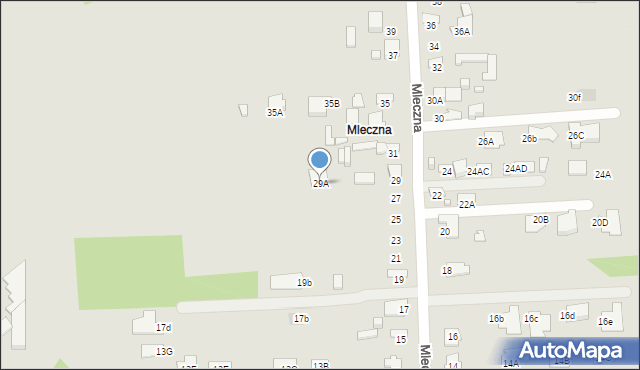 Radom, Mleczna, 29A, mapa Radomia