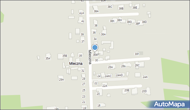 Radom, Mleczna, 30A, mapa Radomia