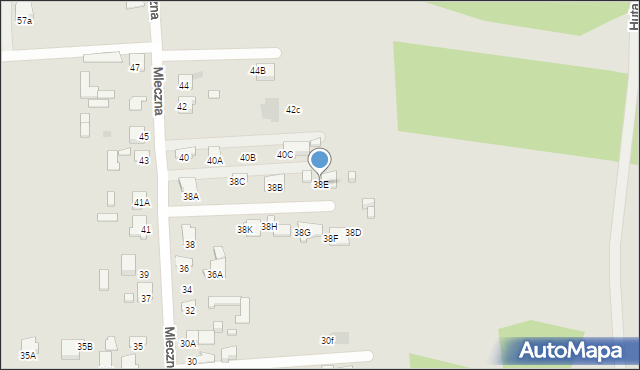 Radom, Mleczna, 38E, mapa Radomia
