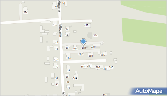 Radom, Mleczna, 40B, mapa Radomia