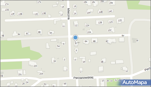 Radom, Mleczna, 8, mapa Radomia