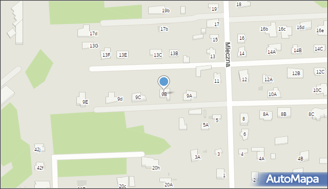 Radom, Mleczna, 9B, mapa Radomia