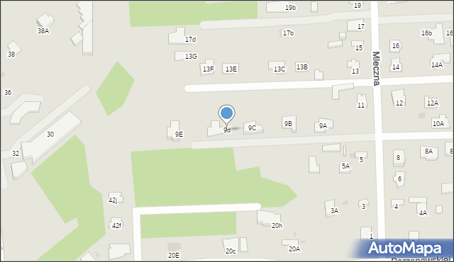 Radom, Mleczna, 9d, mapa Radomia