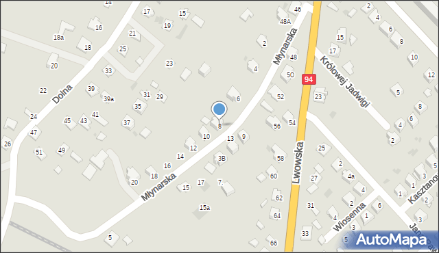 Radymno, Młynarska, 8, mapa Radymno