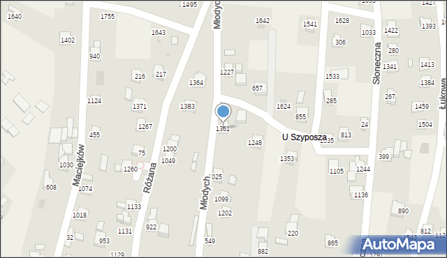 Radziechowy, Młodych, 1361, mapa Radziechowy