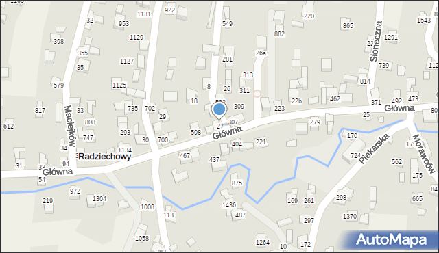 Radziechowy, Młodych, 27, mapa Radziechowy