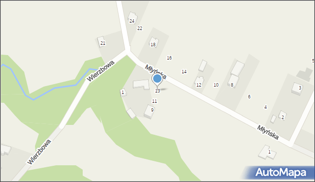 Rębków, Młyńska, 13, mapa Rębków