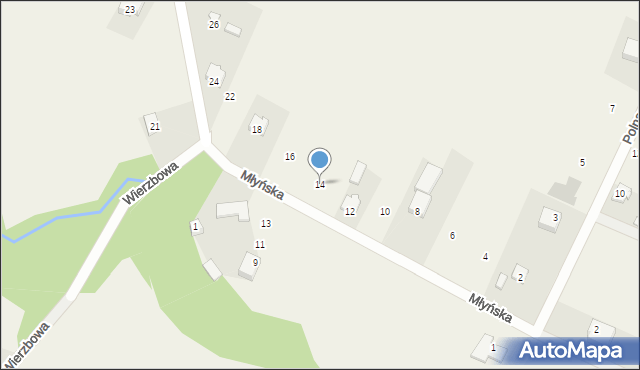 Rębków, Młyńska, 14, mapa Rębków