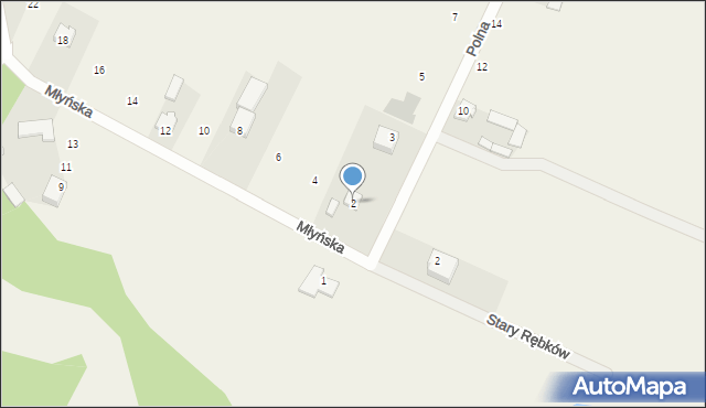 Rębków, Młyńska, 2, mapa Rębków