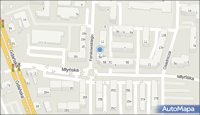 Reda, Młyńska, 5A, mapa Reda