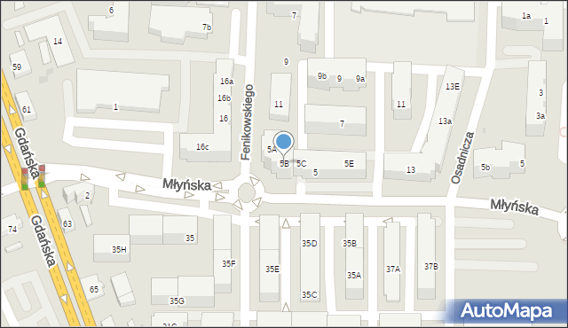 Reda, Młyńska, 5B, mapa Reda