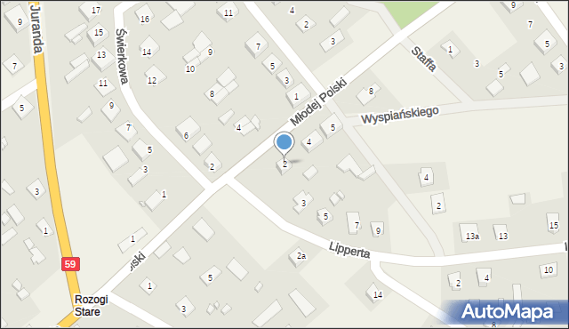 Rozogi, Młodej Polski, 2, mapa Rozogi