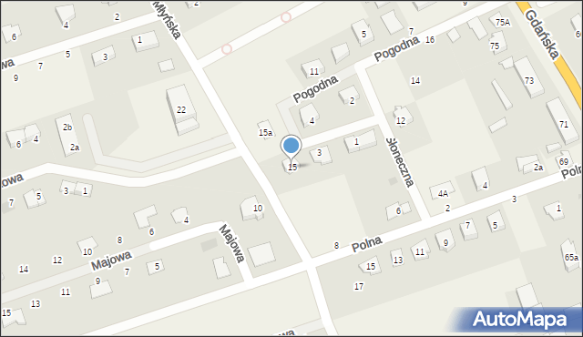 Różyny, Młyńska, 15, mapa Różyny