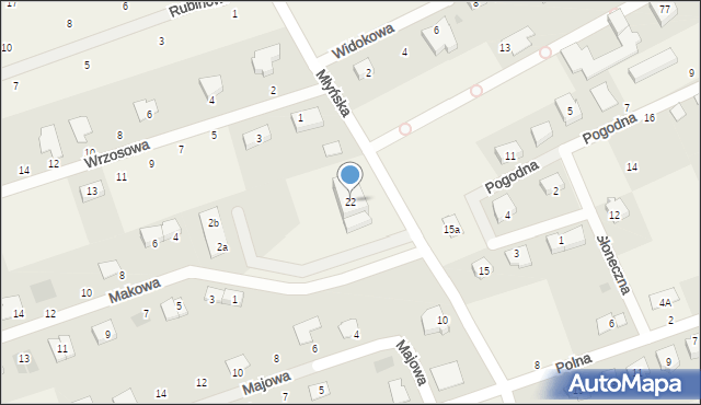 Różyny, Młyńska, 22, mapa Różyny