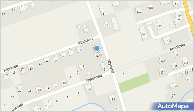 Różyny, Młyńska, 34, mapa Różyny