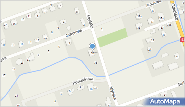 Różyny, Młyńska, 36, mapa Różyny