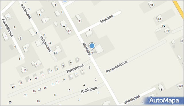 Różyny, Młyńska, 5, mapa Różyny