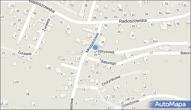 Ruda Śląska, Młodzieżowa, 24, mapa Rudy Śląskiej