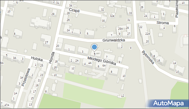 Ruda Śląska, Młodego Górnika, 5, mapa Rudy Śląskiej