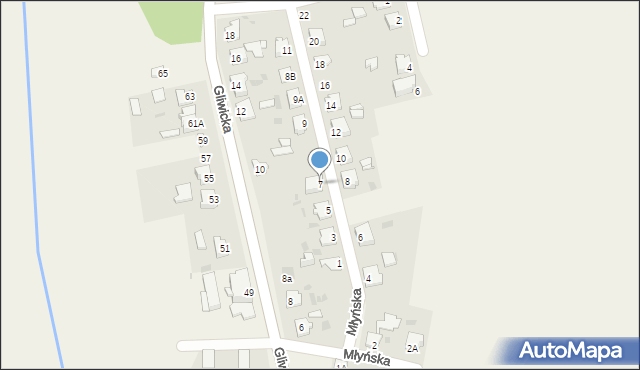 Rudziniec, Młyńska, 7, mapa Rudziniec