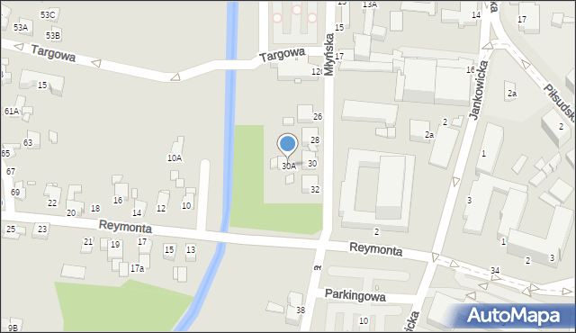 Rybnik, Młyńska, 30A, mapa Rybnika