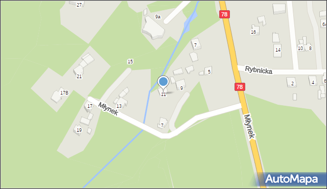Rybnik, Młynek, 11, mapa Rybnika