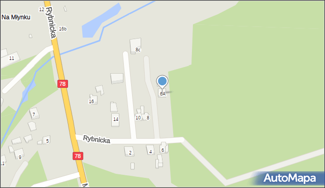 Rybnik, Młynek, 6A, mapa Rybnika