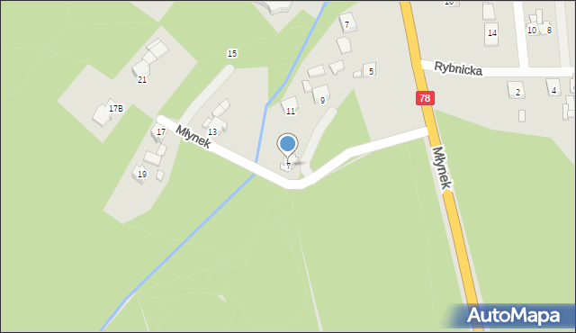 Rybnik, Młynek, 7, mapa Rybnika