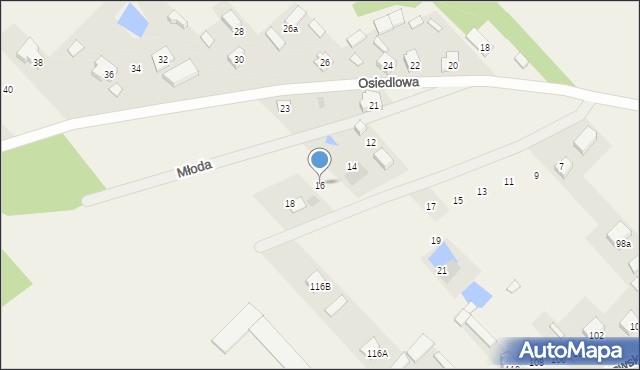 Rybno, Młoda, 16, mapa Rybno