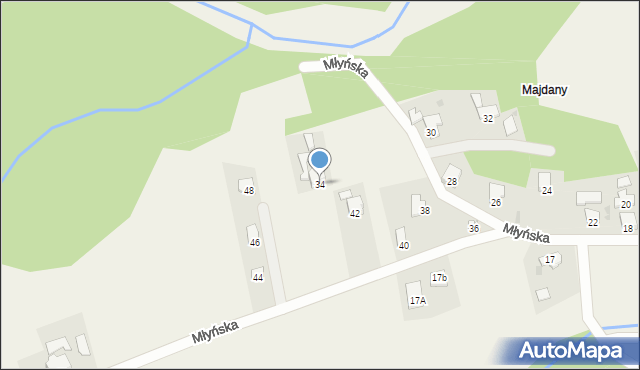 Rychwałd, Młyńska, 34, mapa Rychwałd