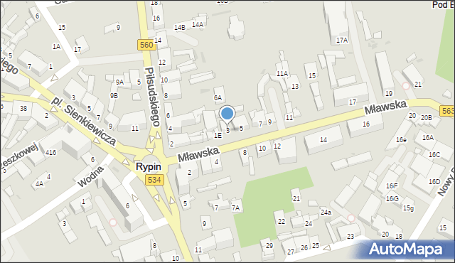 Rypin, Mławska, 3, mapa Rypin