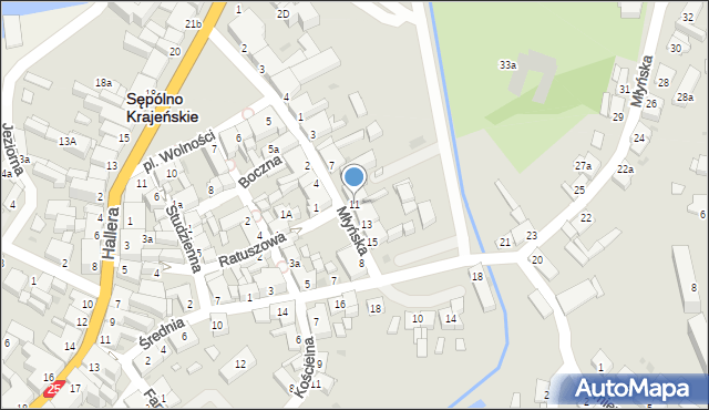 Sępólno Krajeńskie, Młyńska, 11, mapa Sępólno Krajeńskie