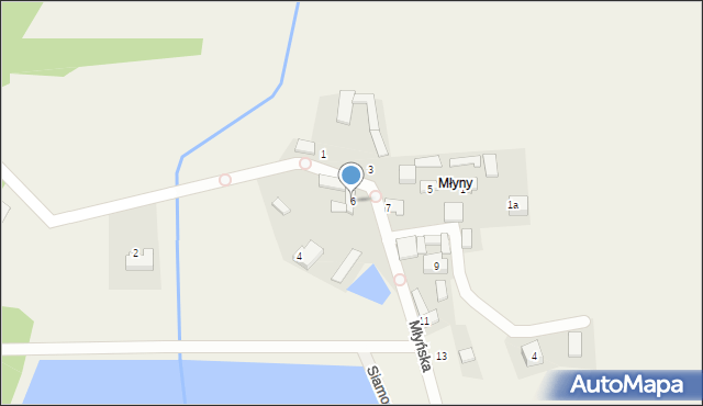 Siamoszyce, Młyńska, 6, mapa Siamoszyce