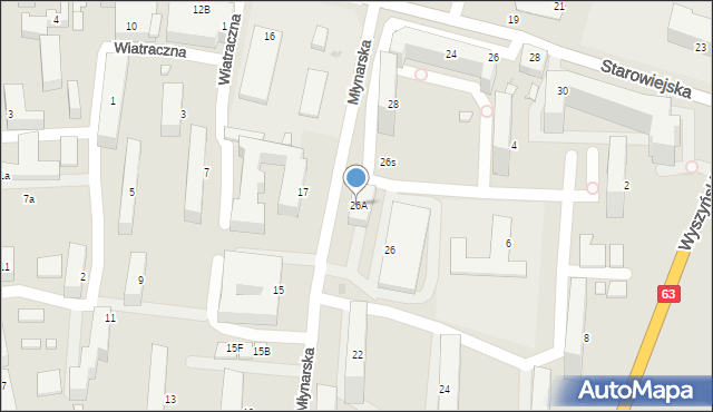 Siedlce, Młynarska, 26A, mapa Siedlce