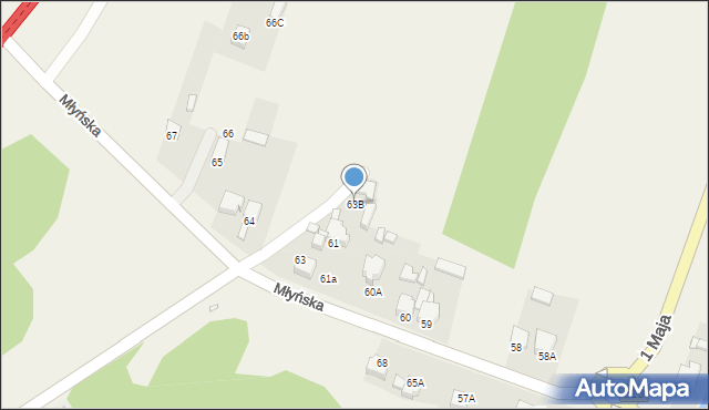 Siemonia, Młyńska, 63B, mapa Siemonia